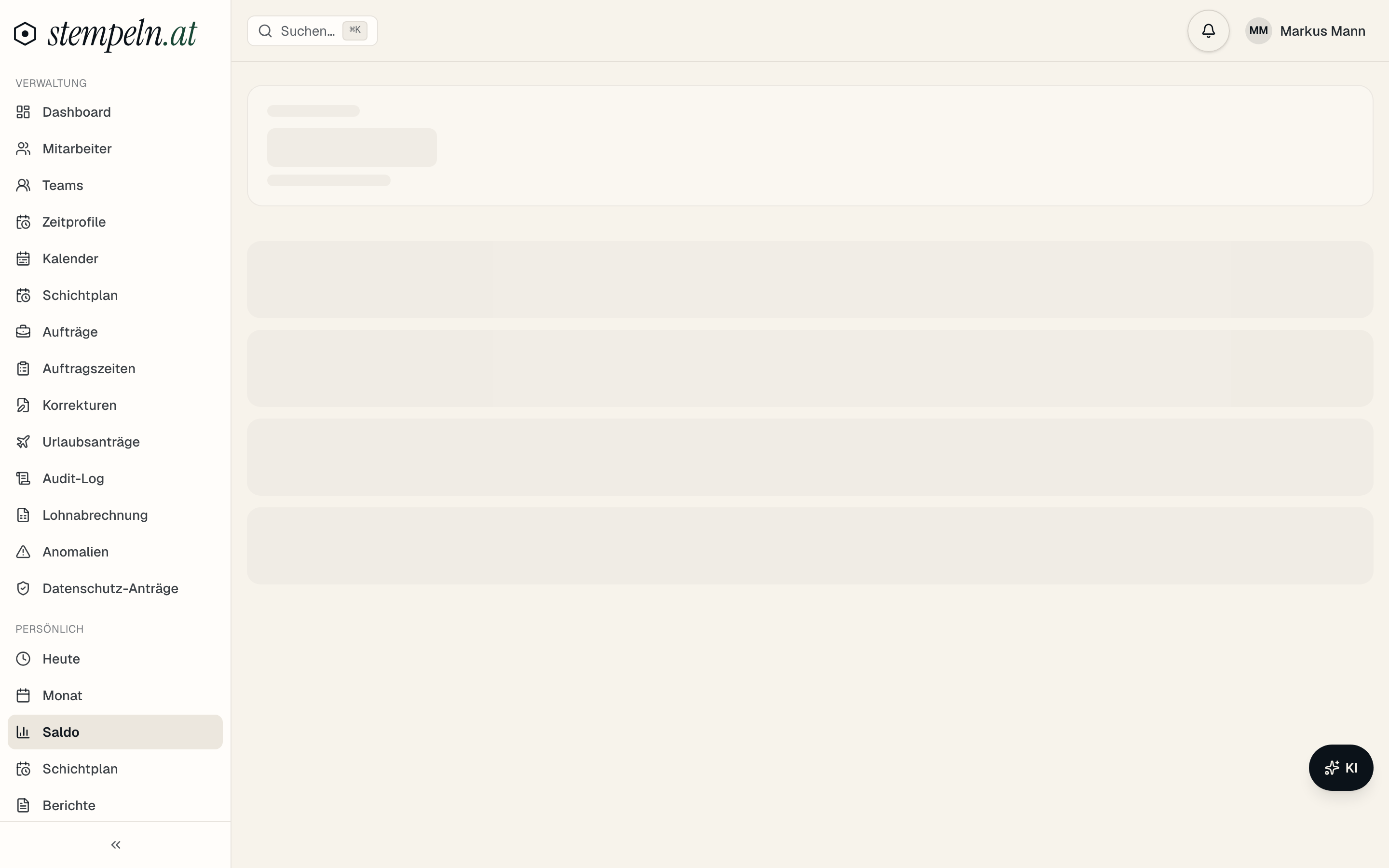 Saldo — Stunden und Urlaub – Screenshot der App